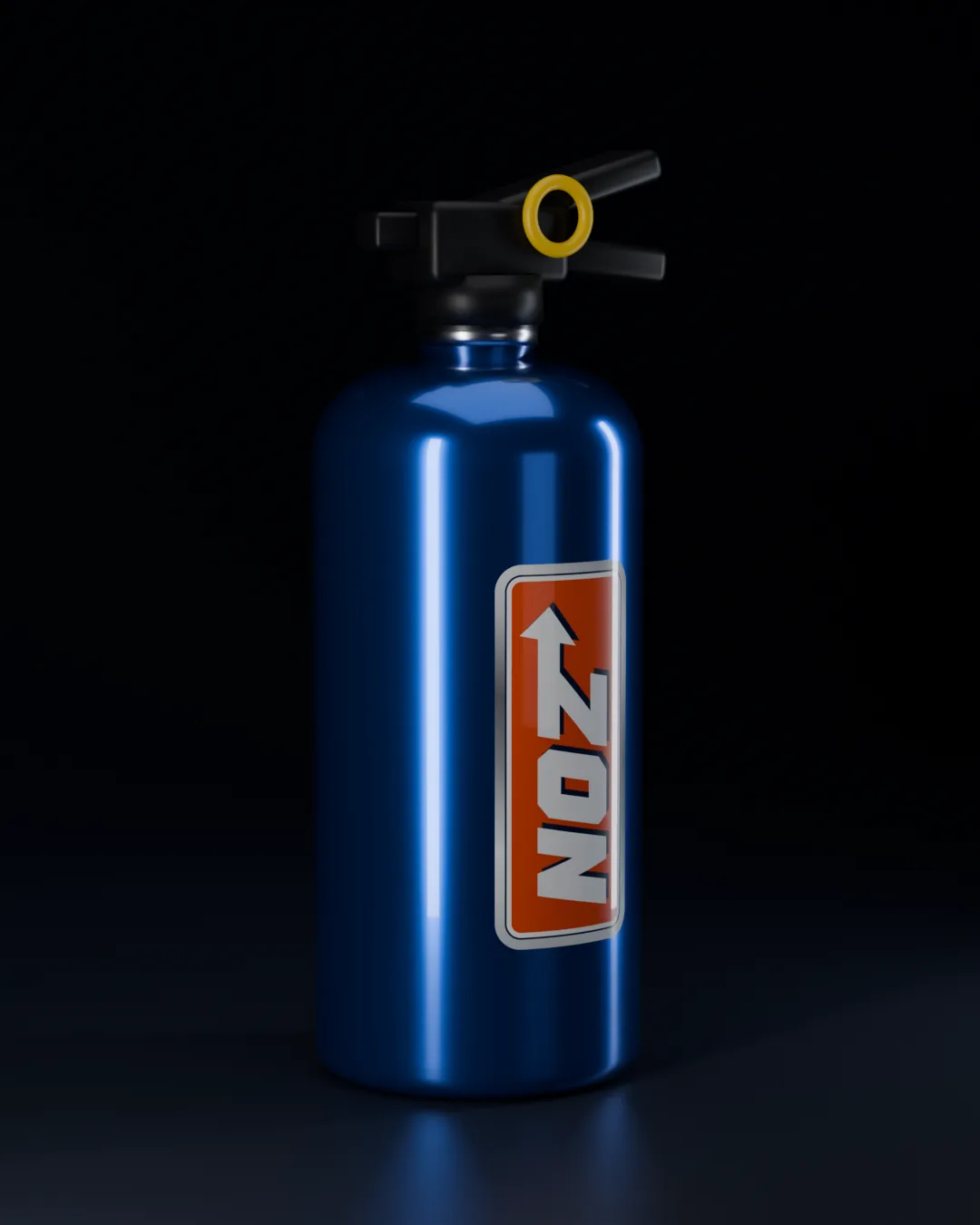 Modrý metalický hasicí přístroj se samolepkou NOZ